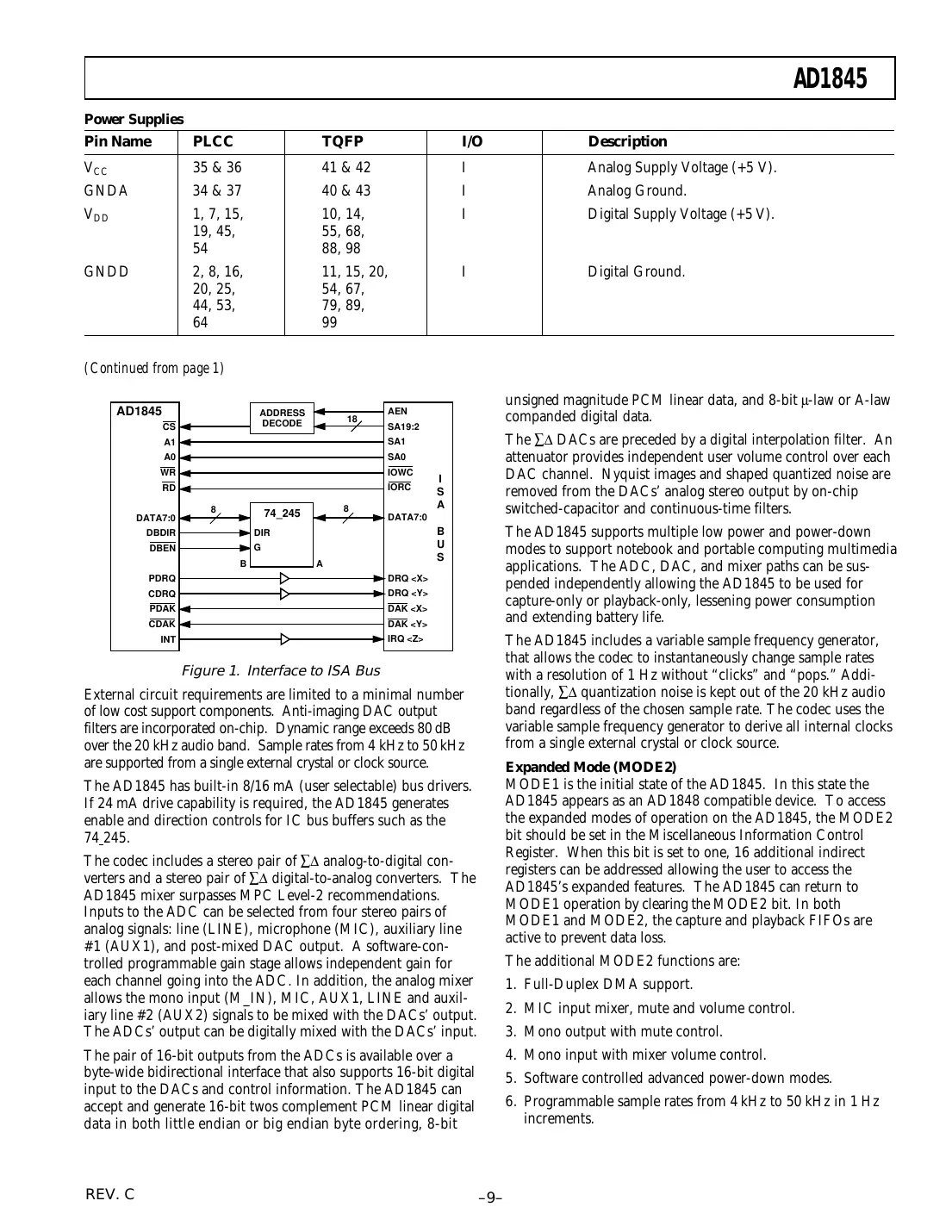 ad1845 Datasheet Page 9