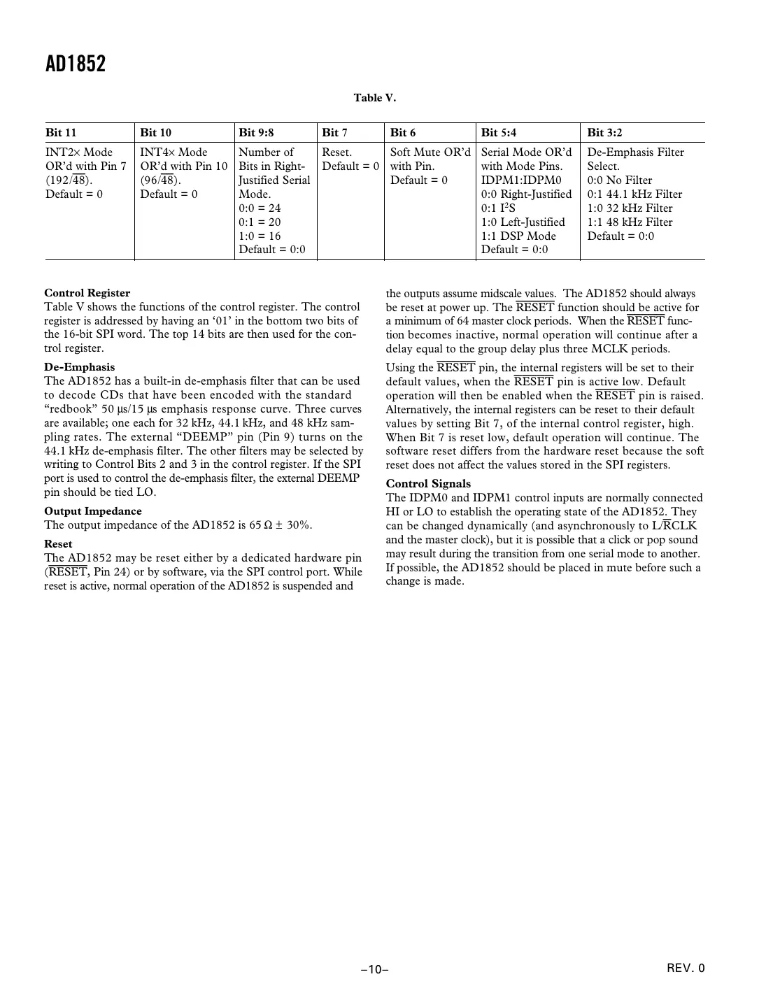 ad1852 Datasheet Page 10