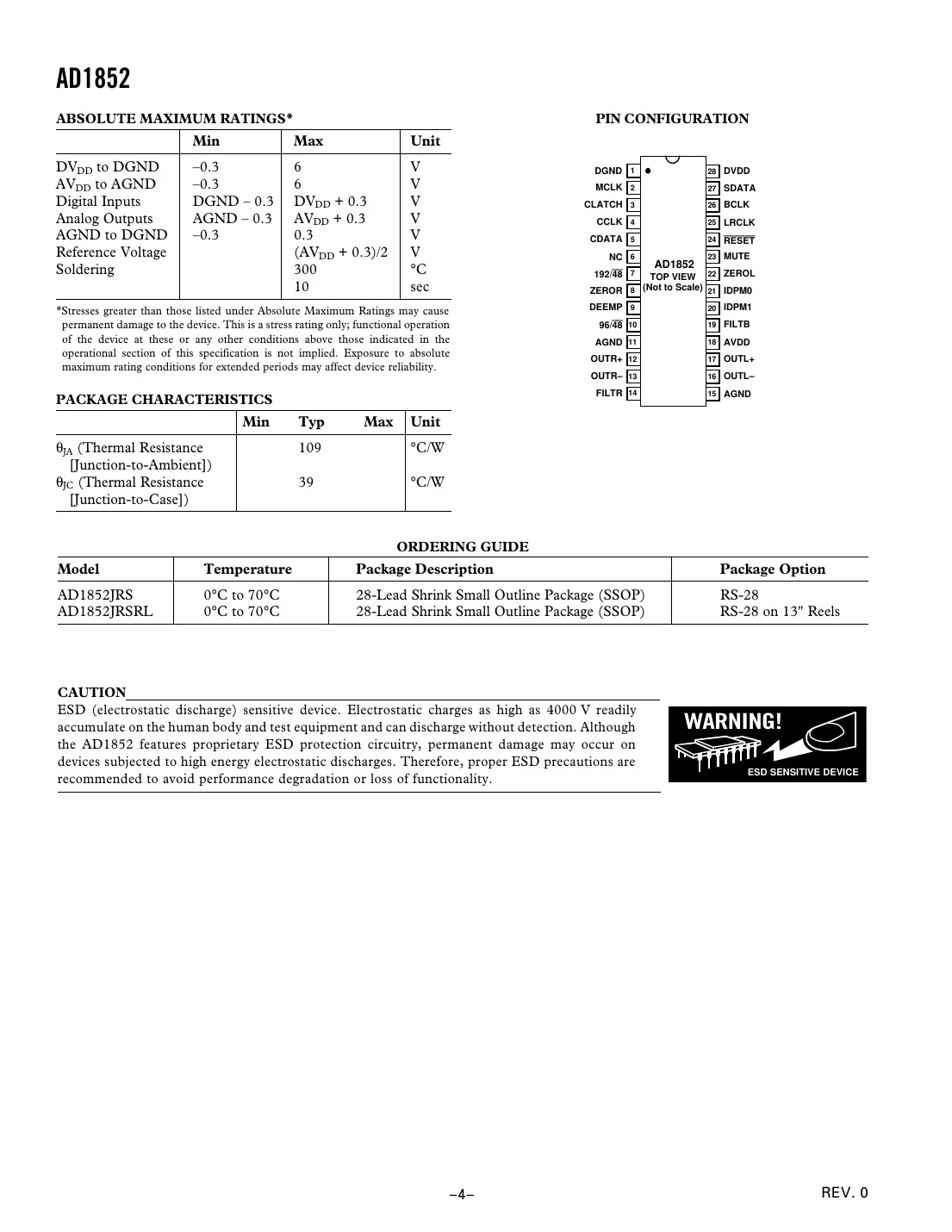ad1852 Datasheet Page 4