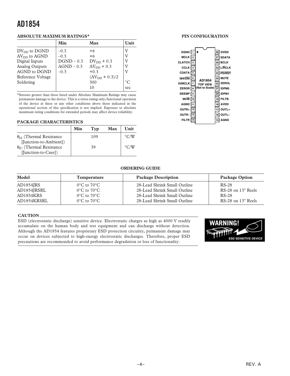 ad1854 Datasheet Page 4