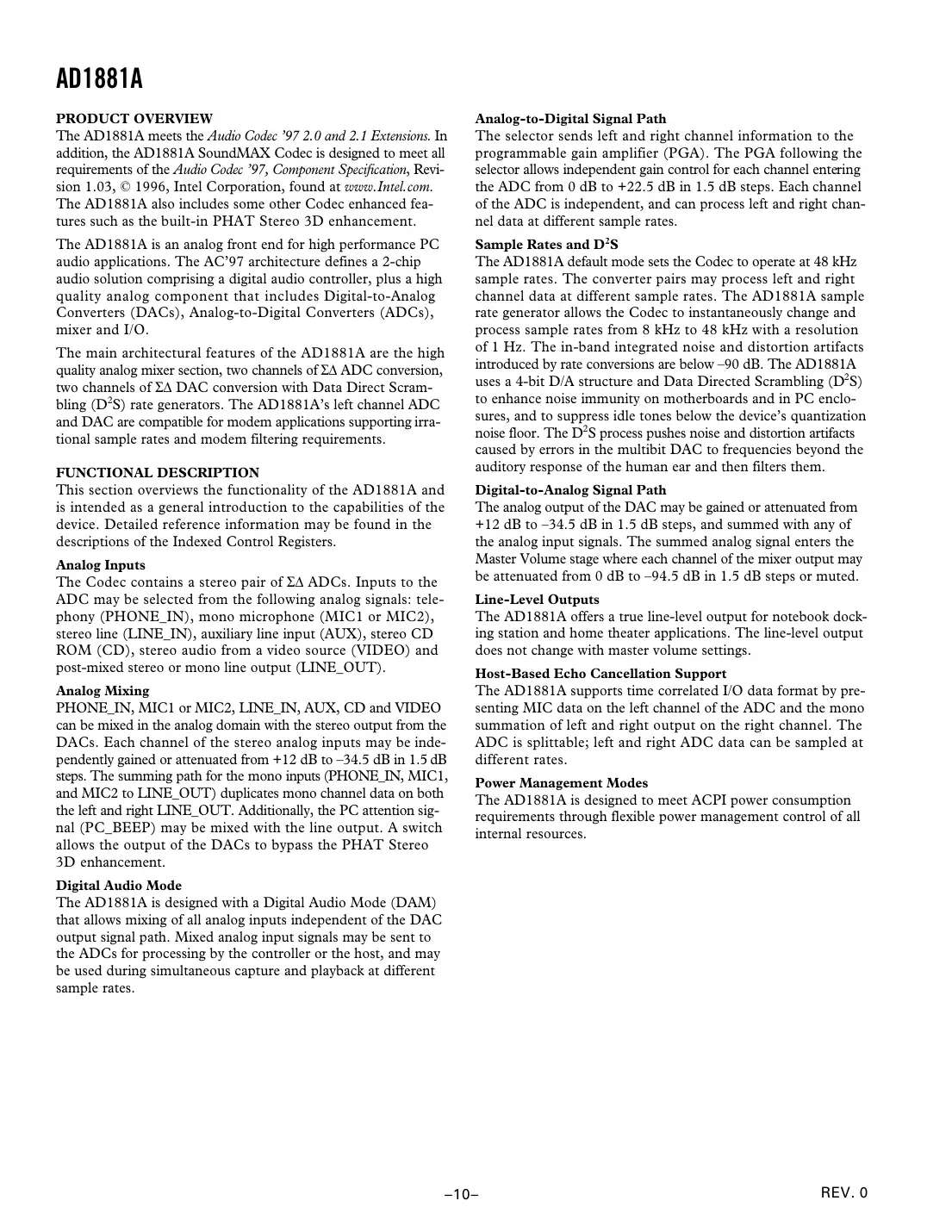 ad1881a Datasheet Page 10