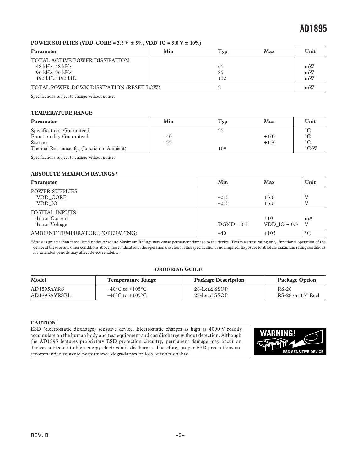 ad1895 Datasheet Page 5