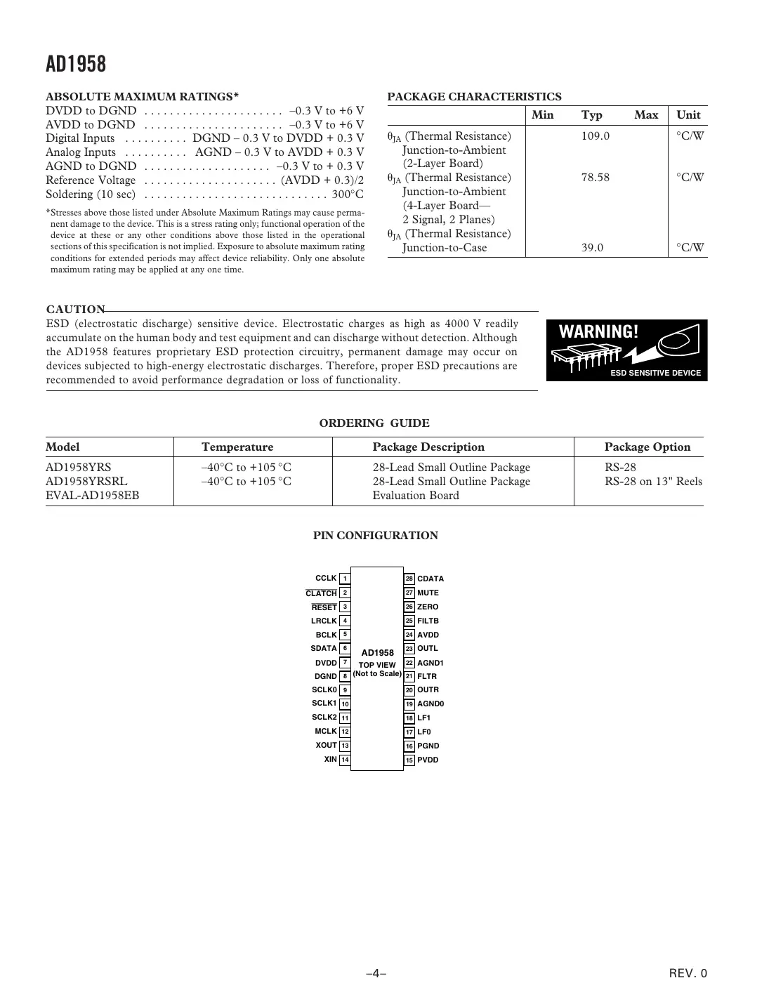 ad1958 Datasheet Page 4