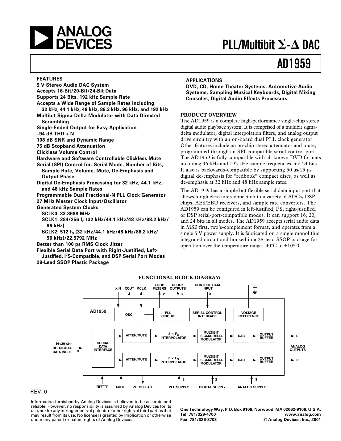 ad1959 Datasheet Page 1