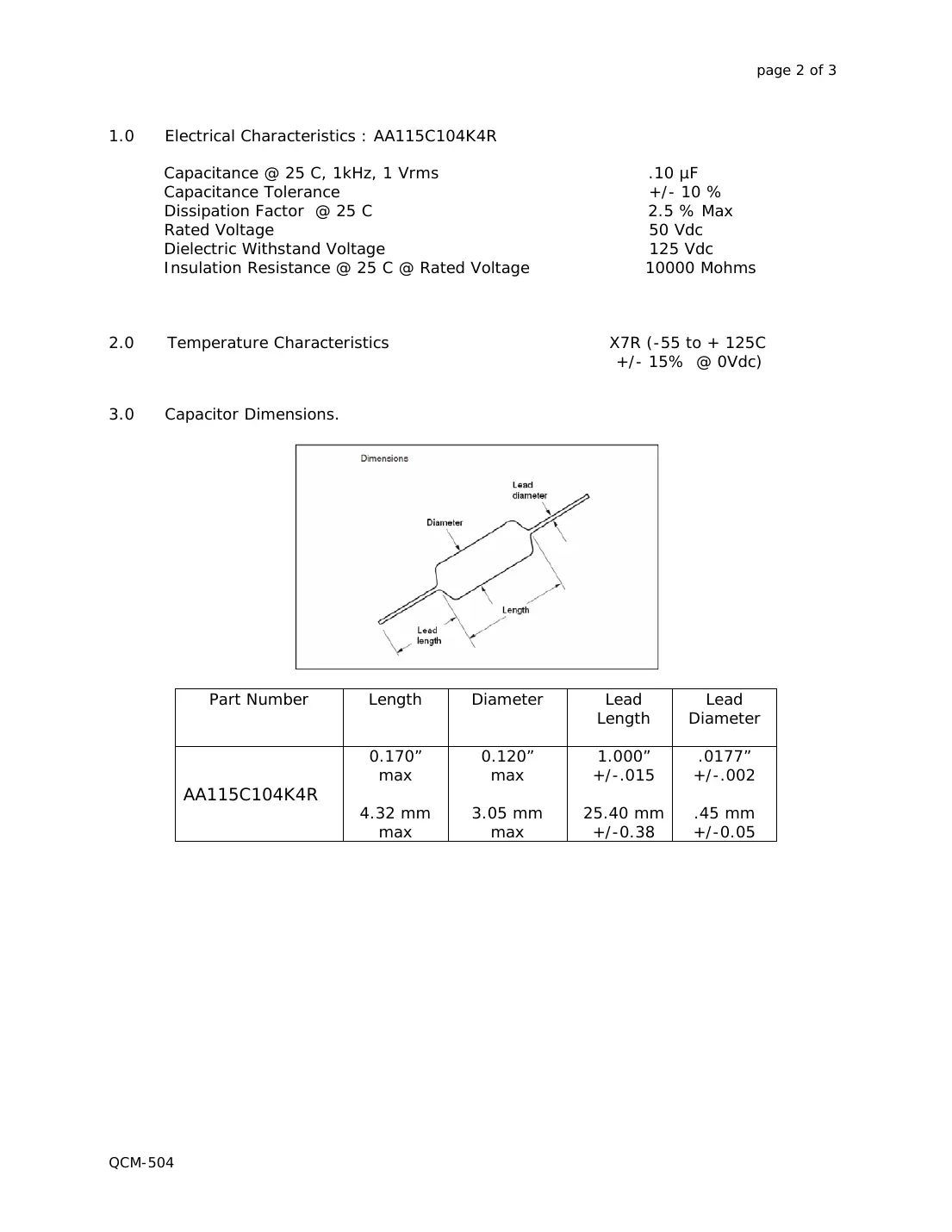 aa115c104k4r Datasheet Page 2