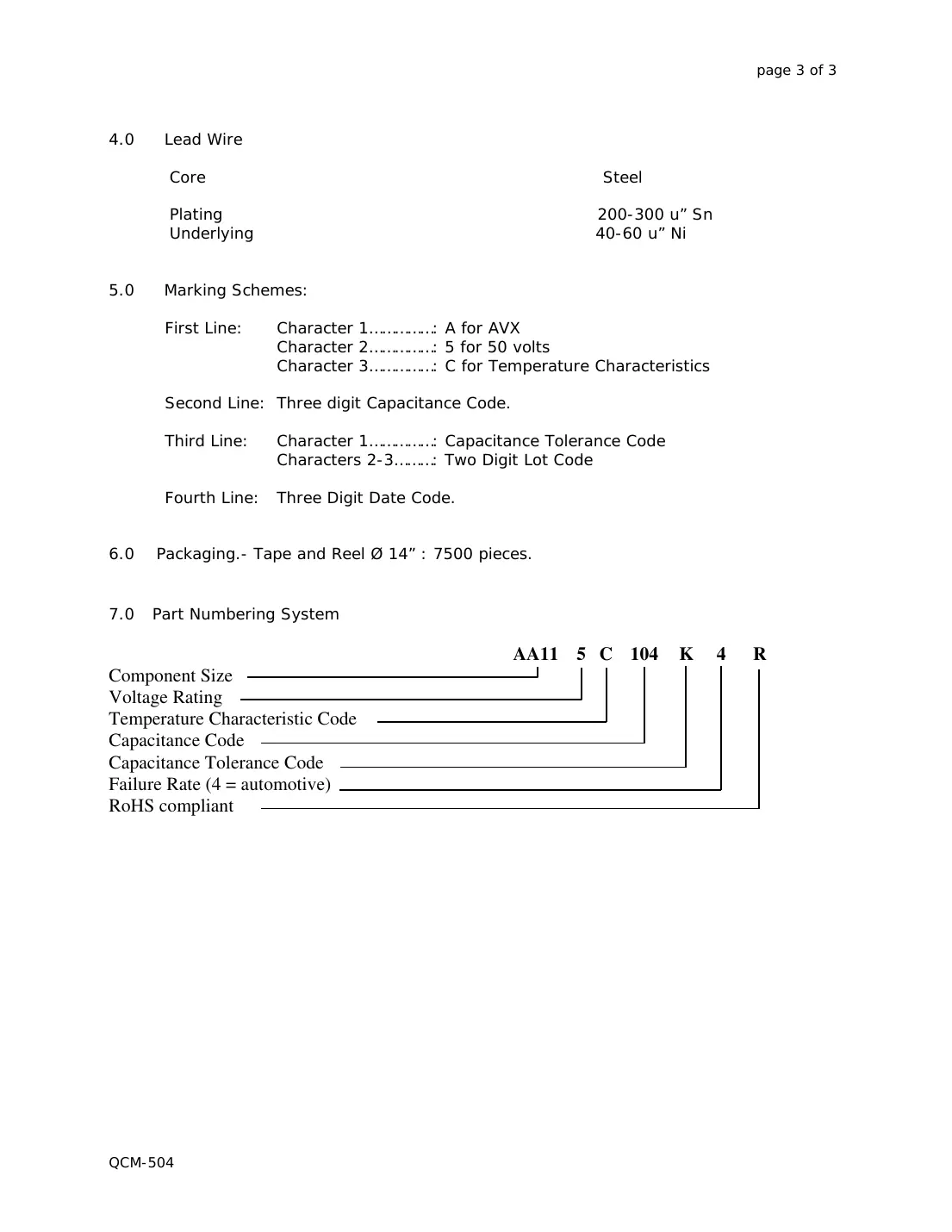 aa115c104k4r Datasheet Page 3