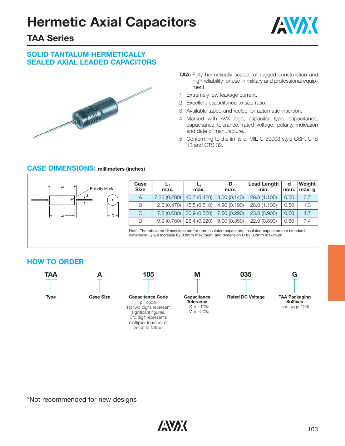 taaa105k035g Datasheet Page 1