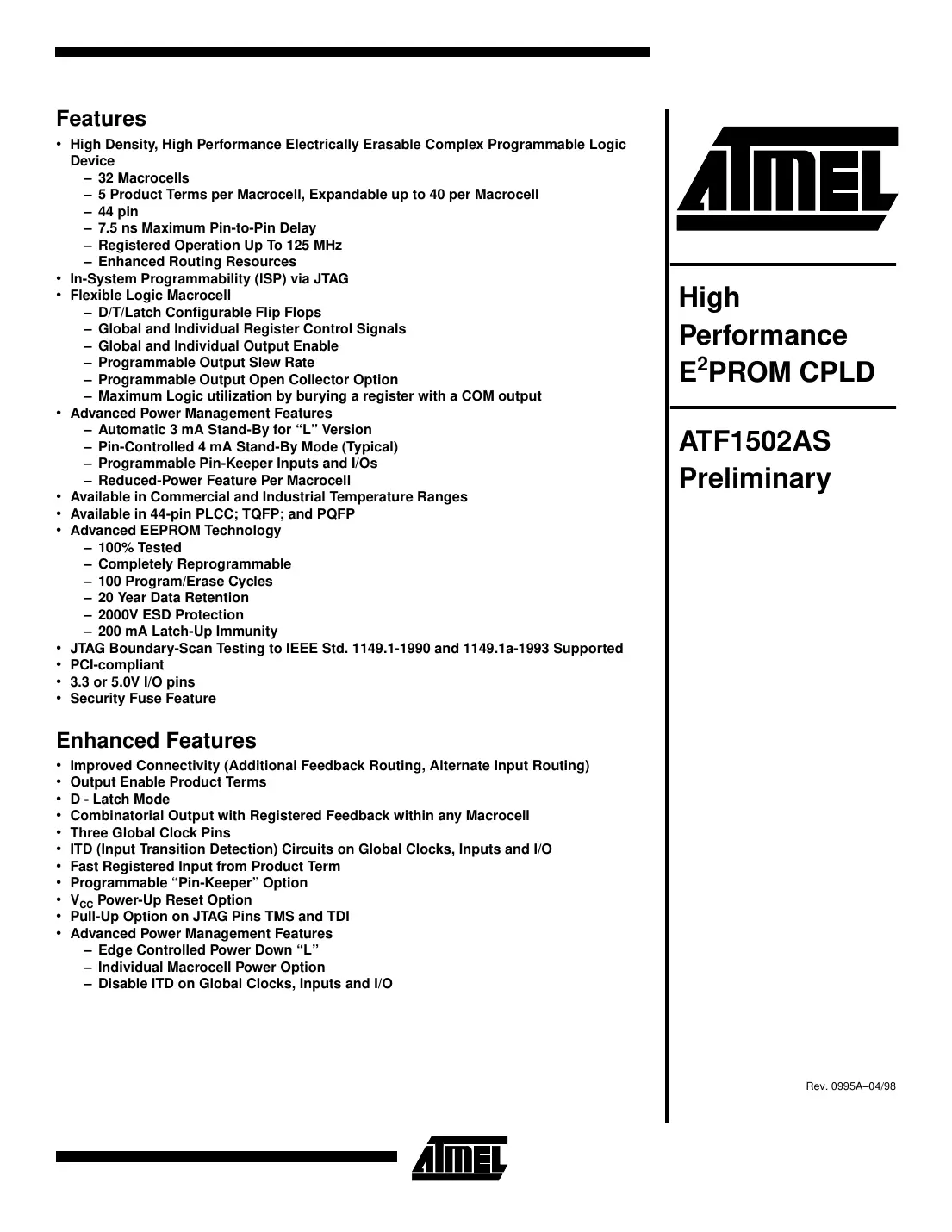 atf1502as Datasheet Page 1