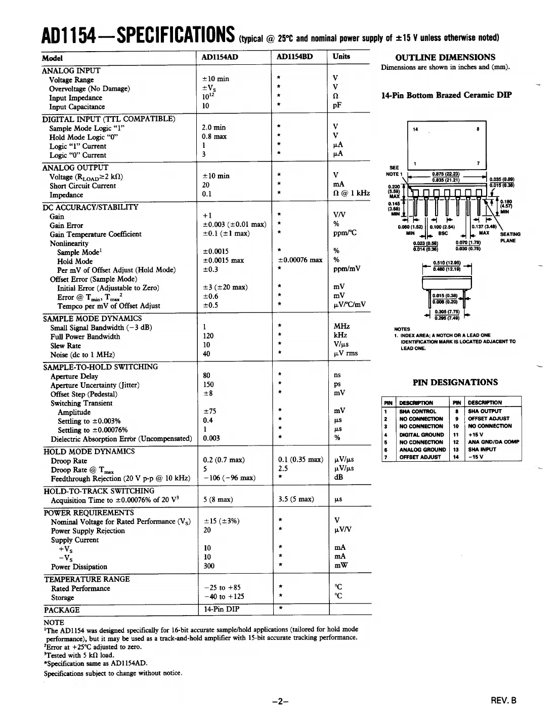 ad1154 Datasheet Page 2