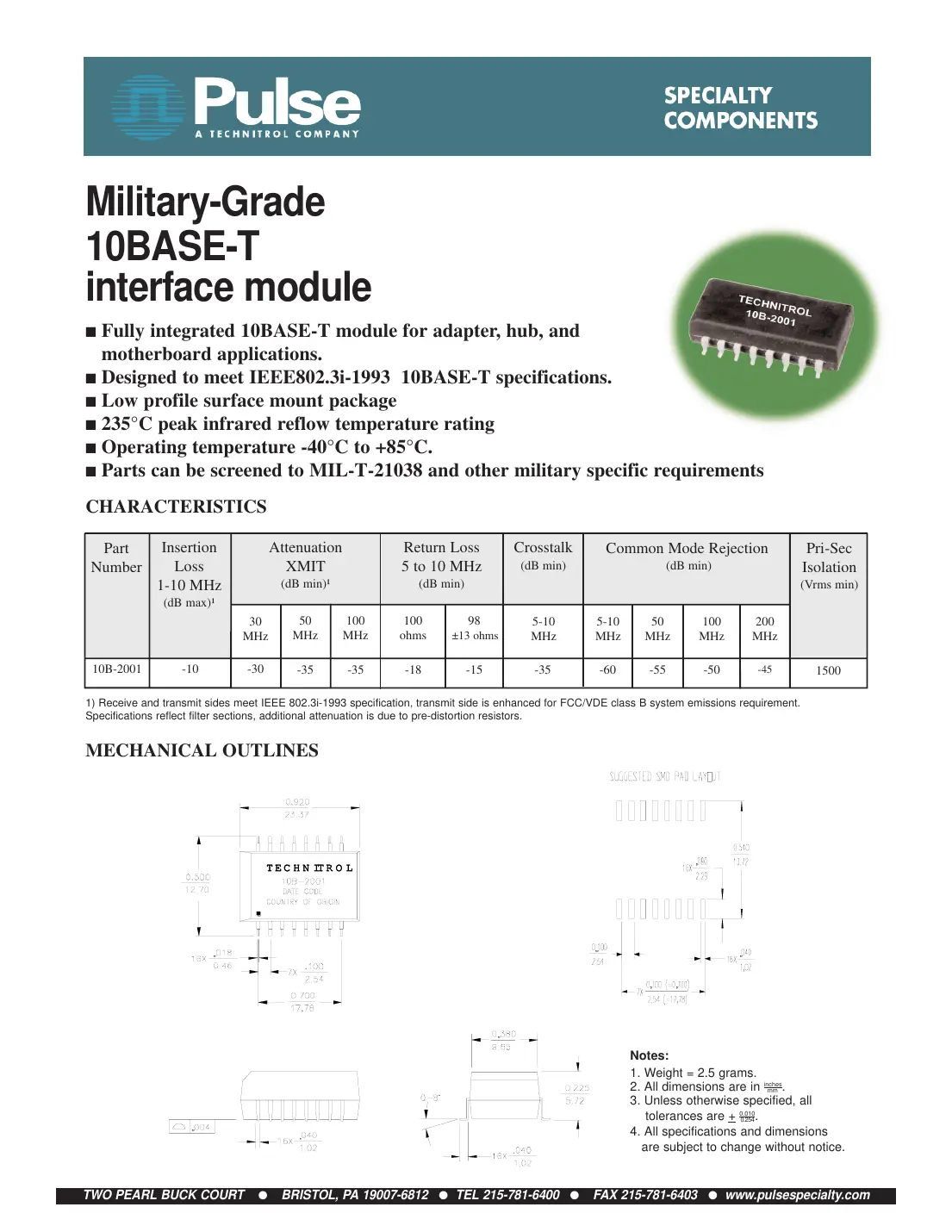 10b-2001 Datasheet Page 1