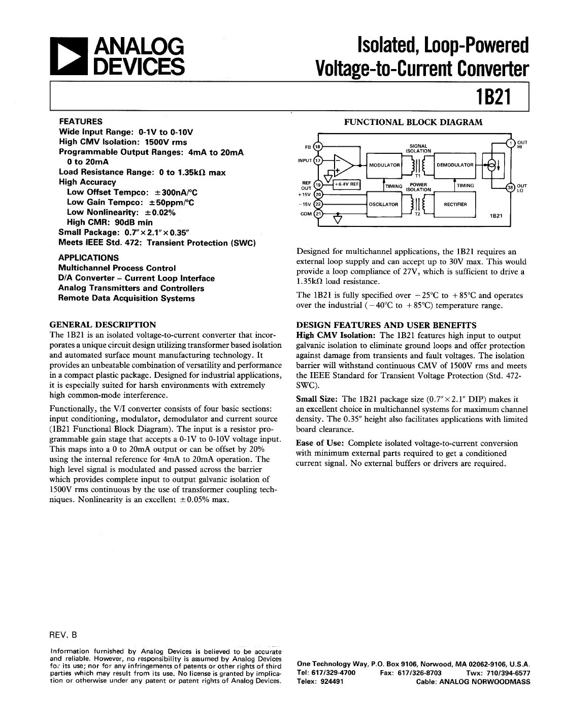 1b21 Datasheet Page 1