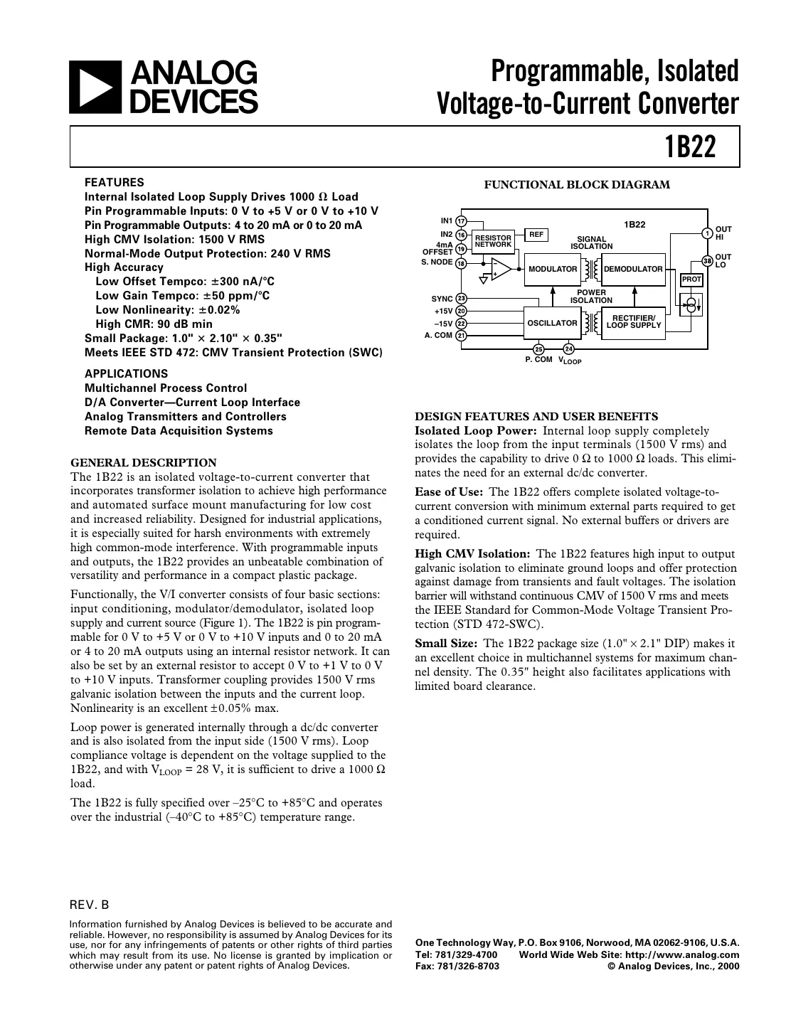 1b22 Datasheet Page 1
