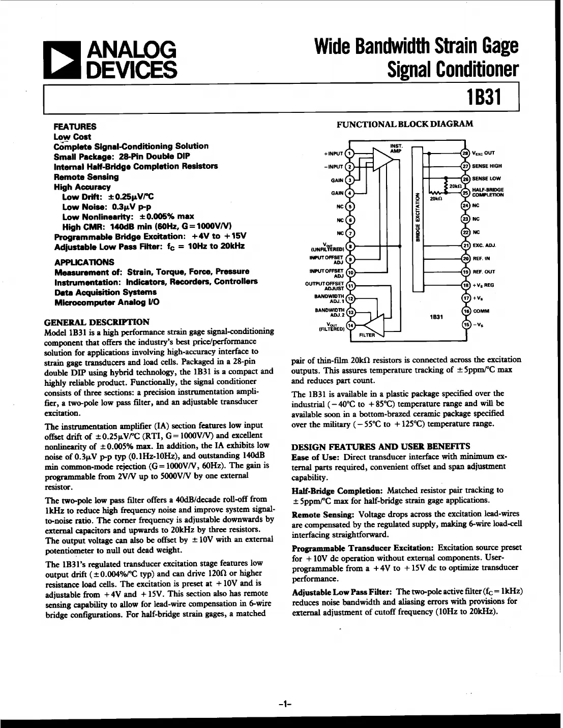 1b31 Datasheet Page 1