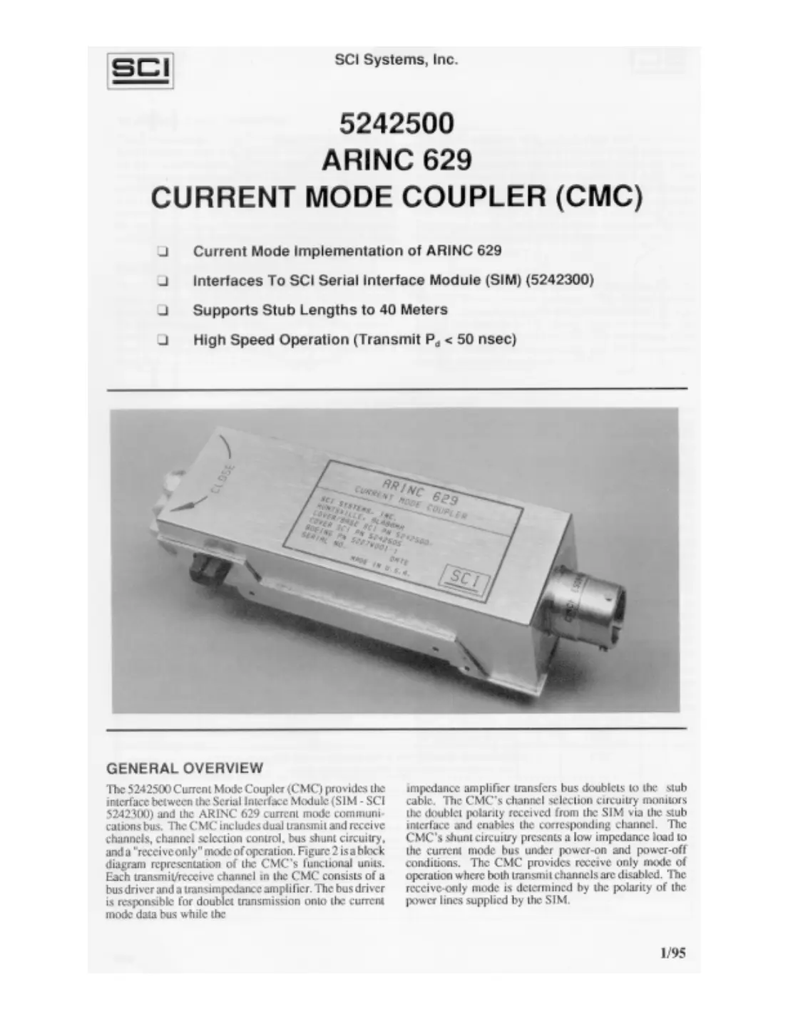 5242500 Datasheet Page 1