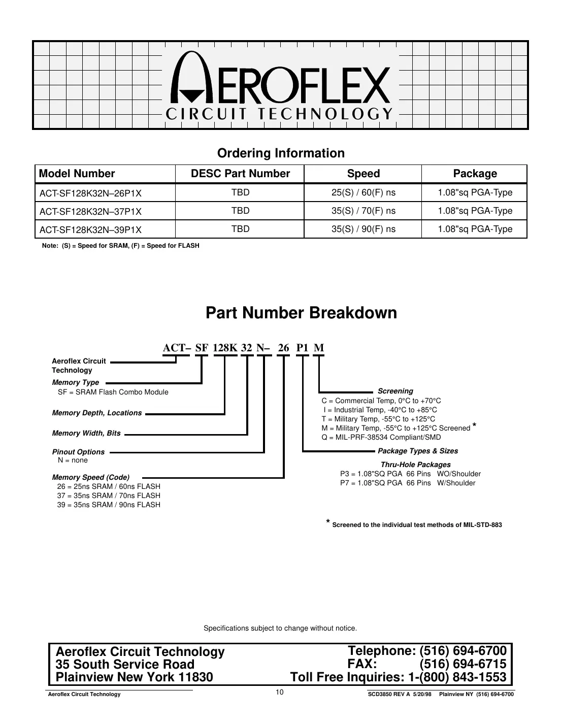 act-sf128k32 Datasheet Page 10