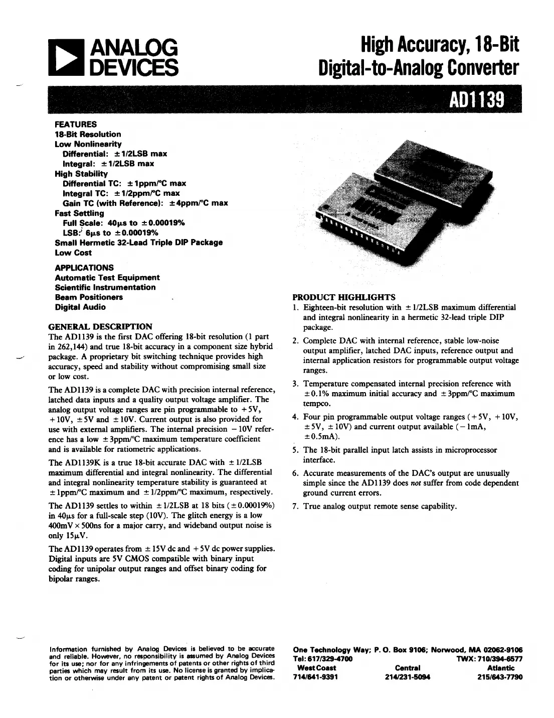 ad1139 Datasheet Page 1
