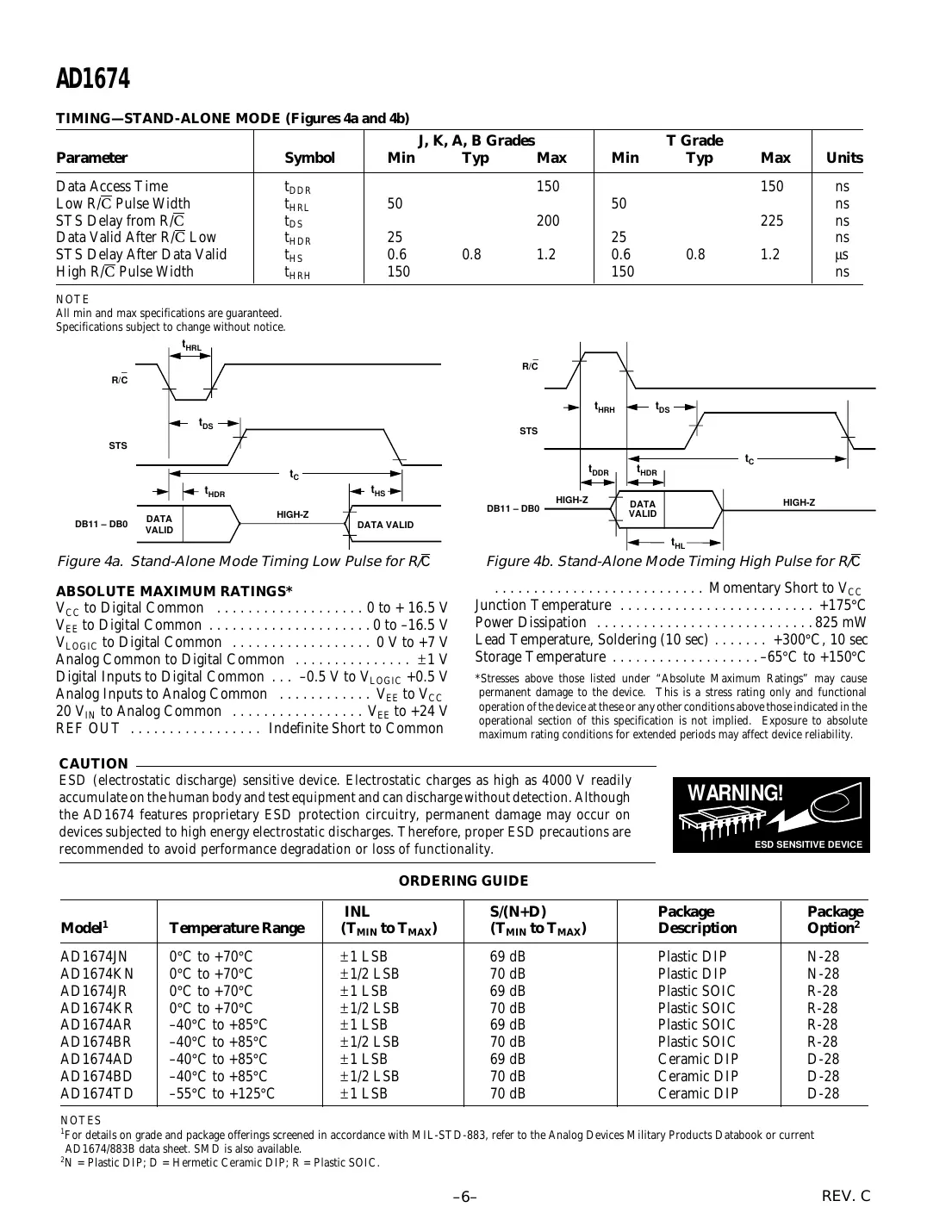 ad1674 Datasheet Page 6