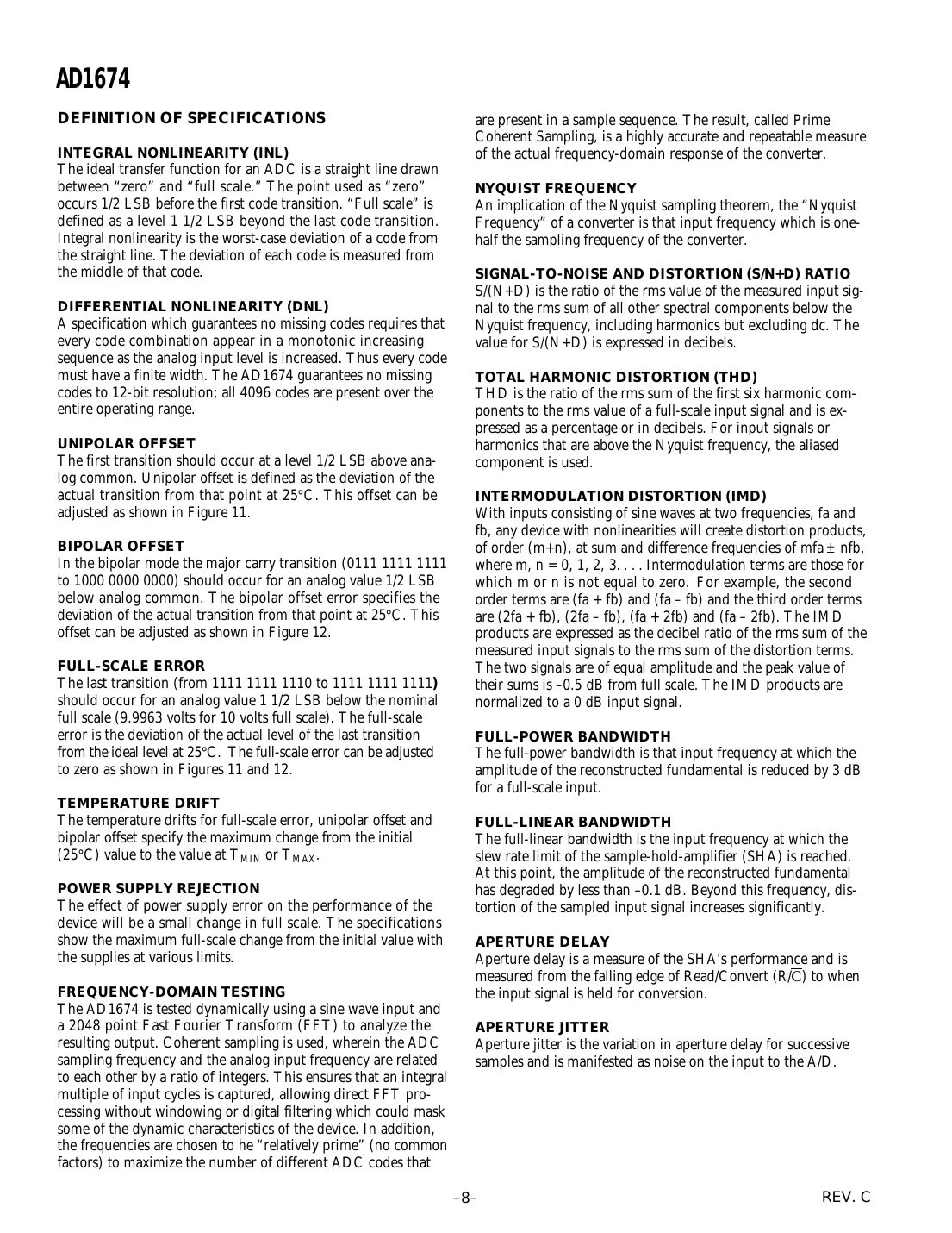 ad1674 Datasheet Page 8