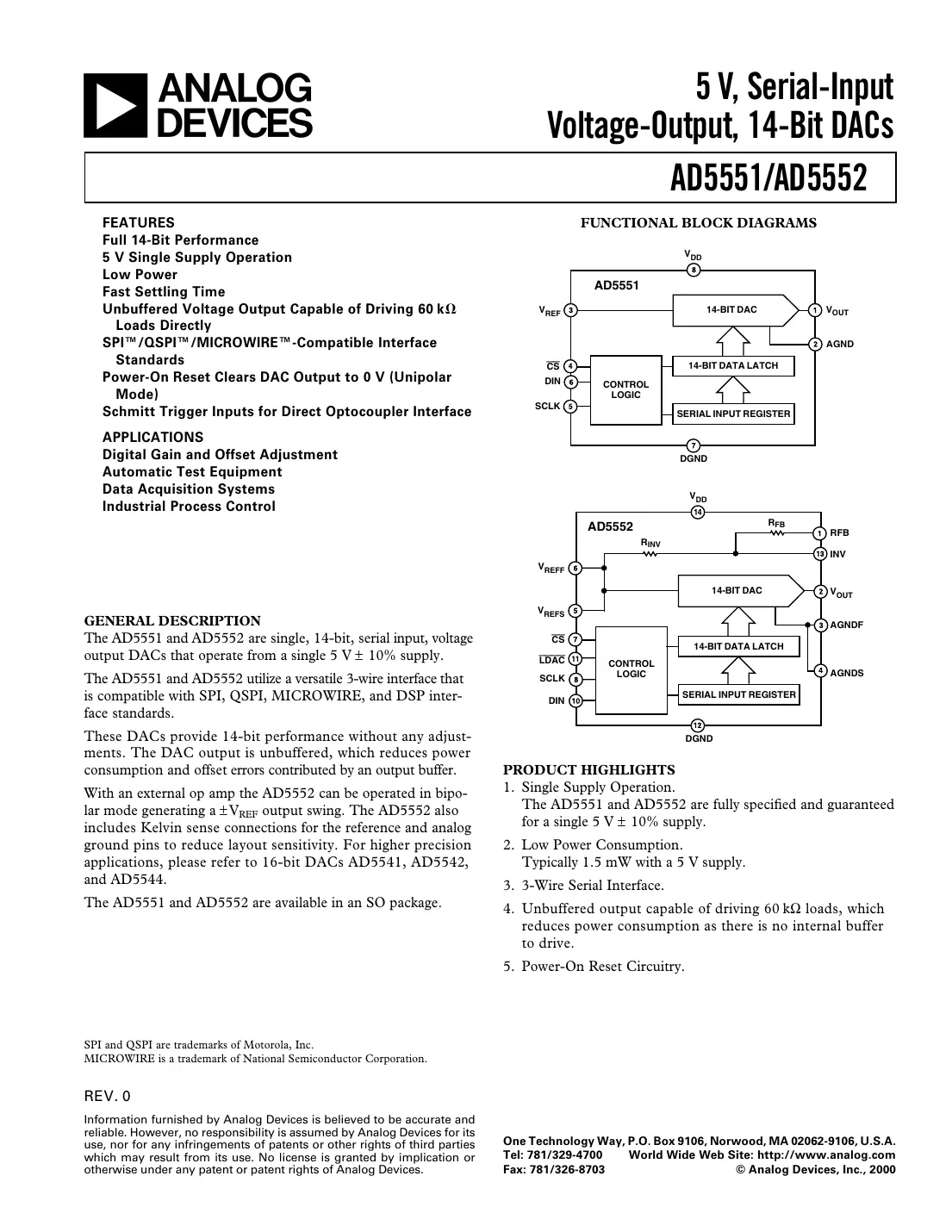 ad5551 Datasheet Page 1