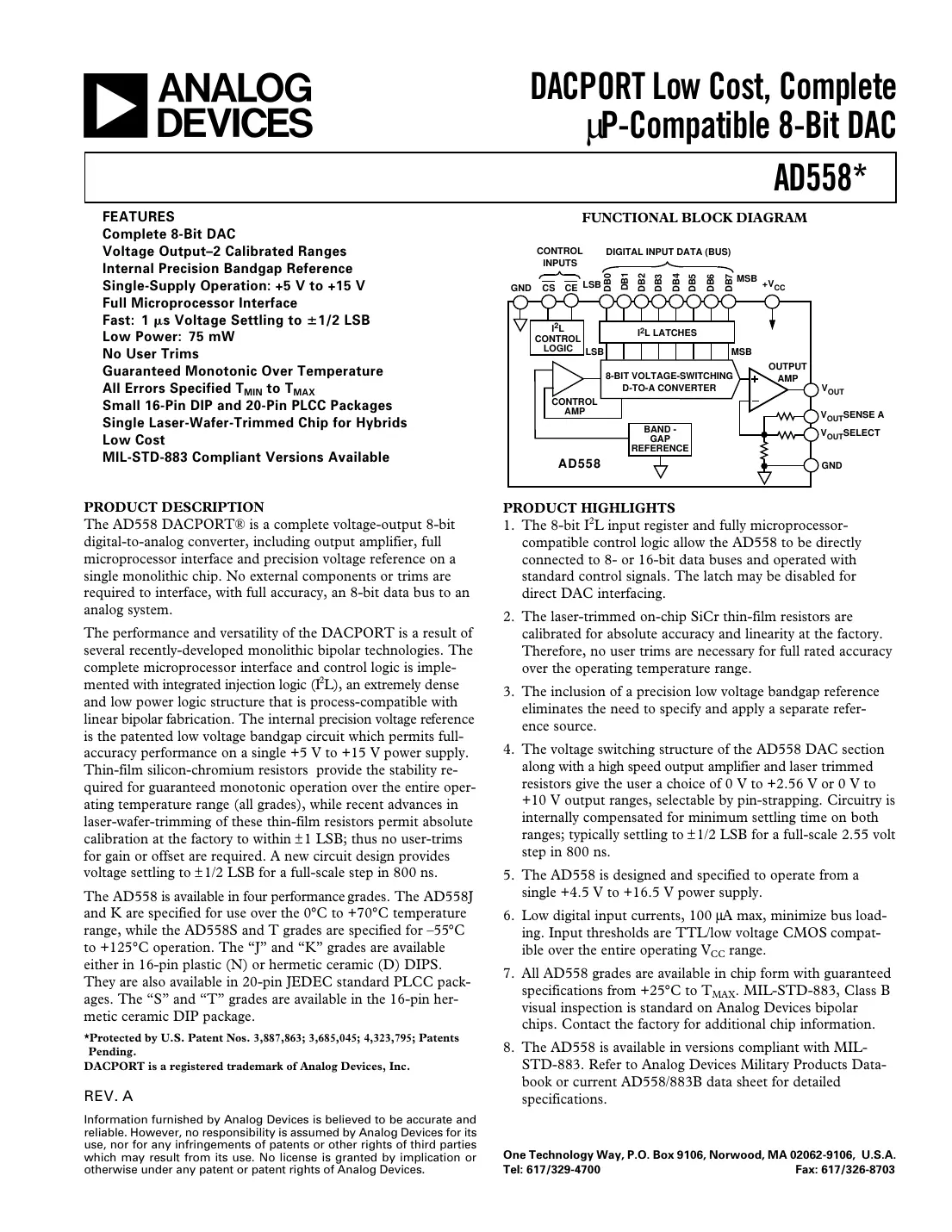 ad558 Datasheet Page 1