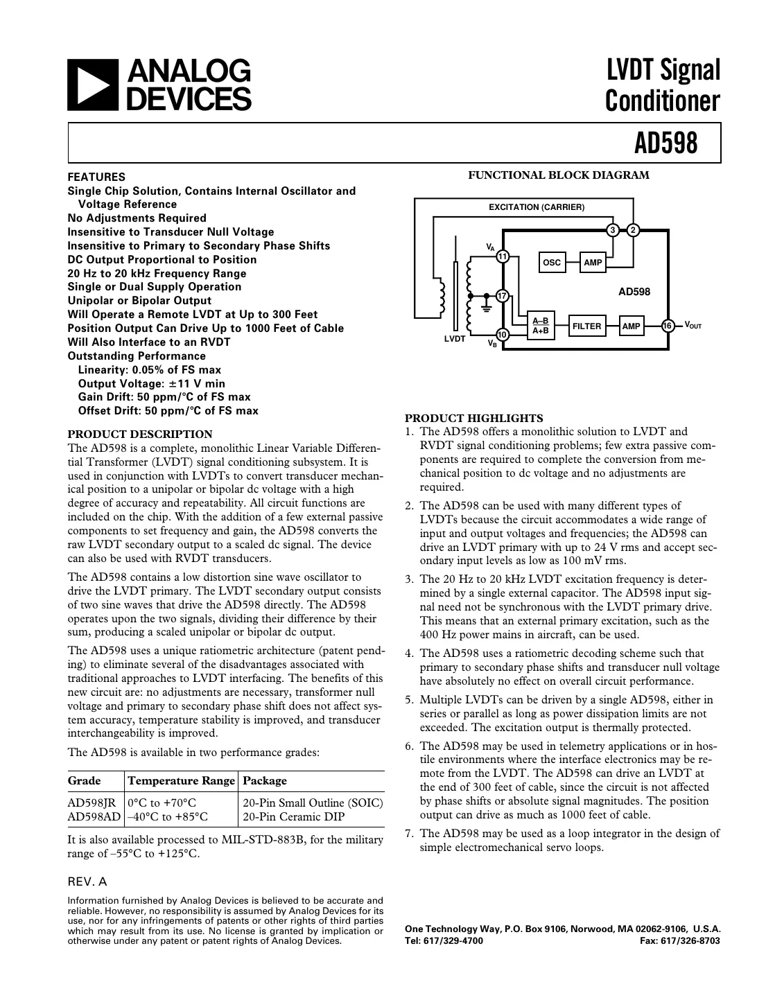 ad598 Datasheet Page 1