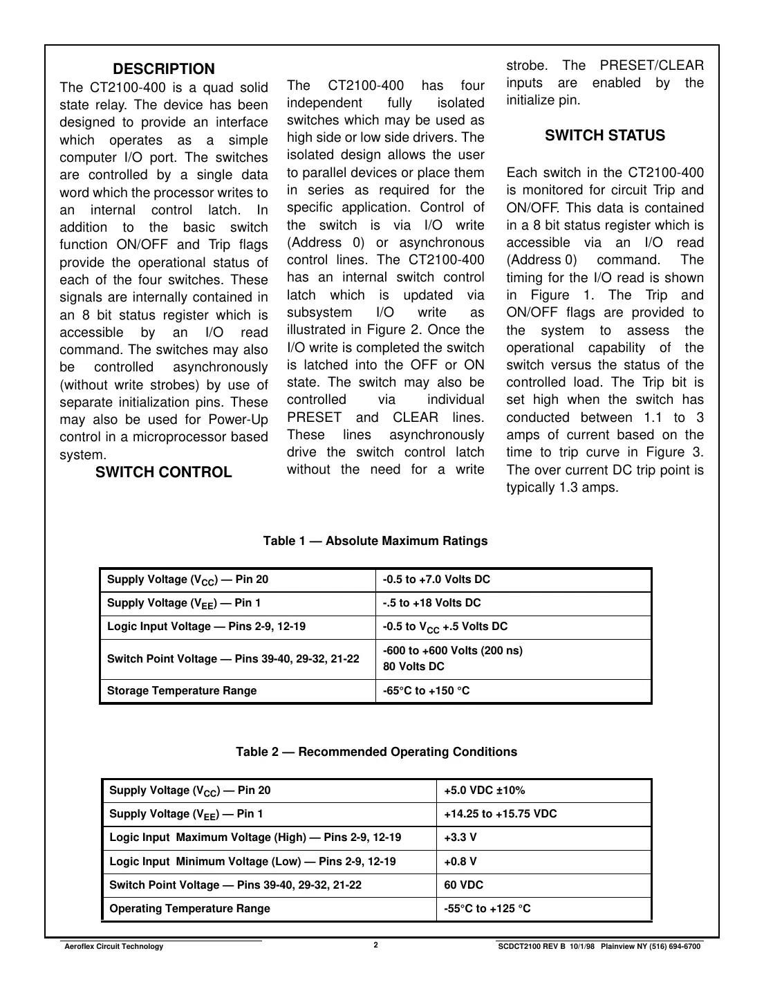 ct2100-400 Datasheet Page 2