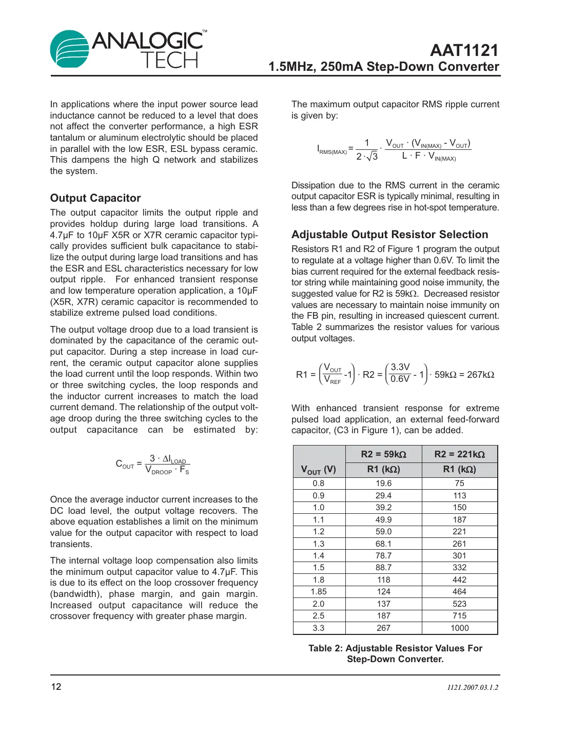 aat1121 Datasheet Page 12