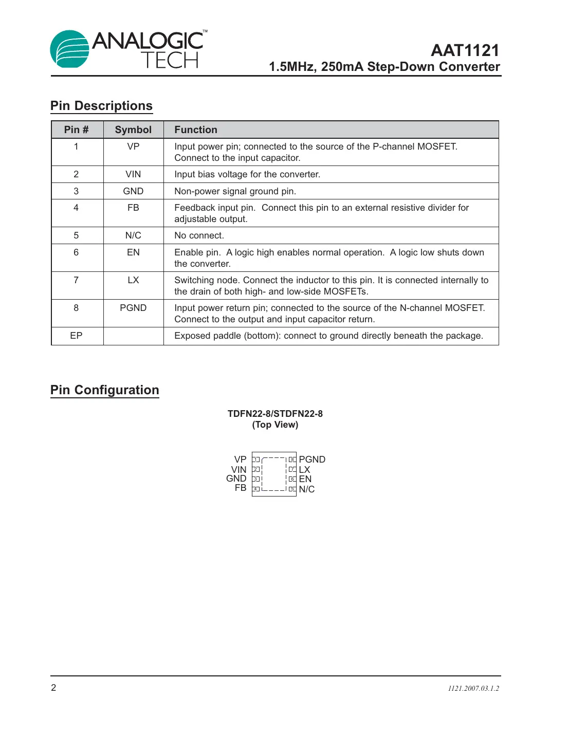 aat1121 Datasheet Page 2