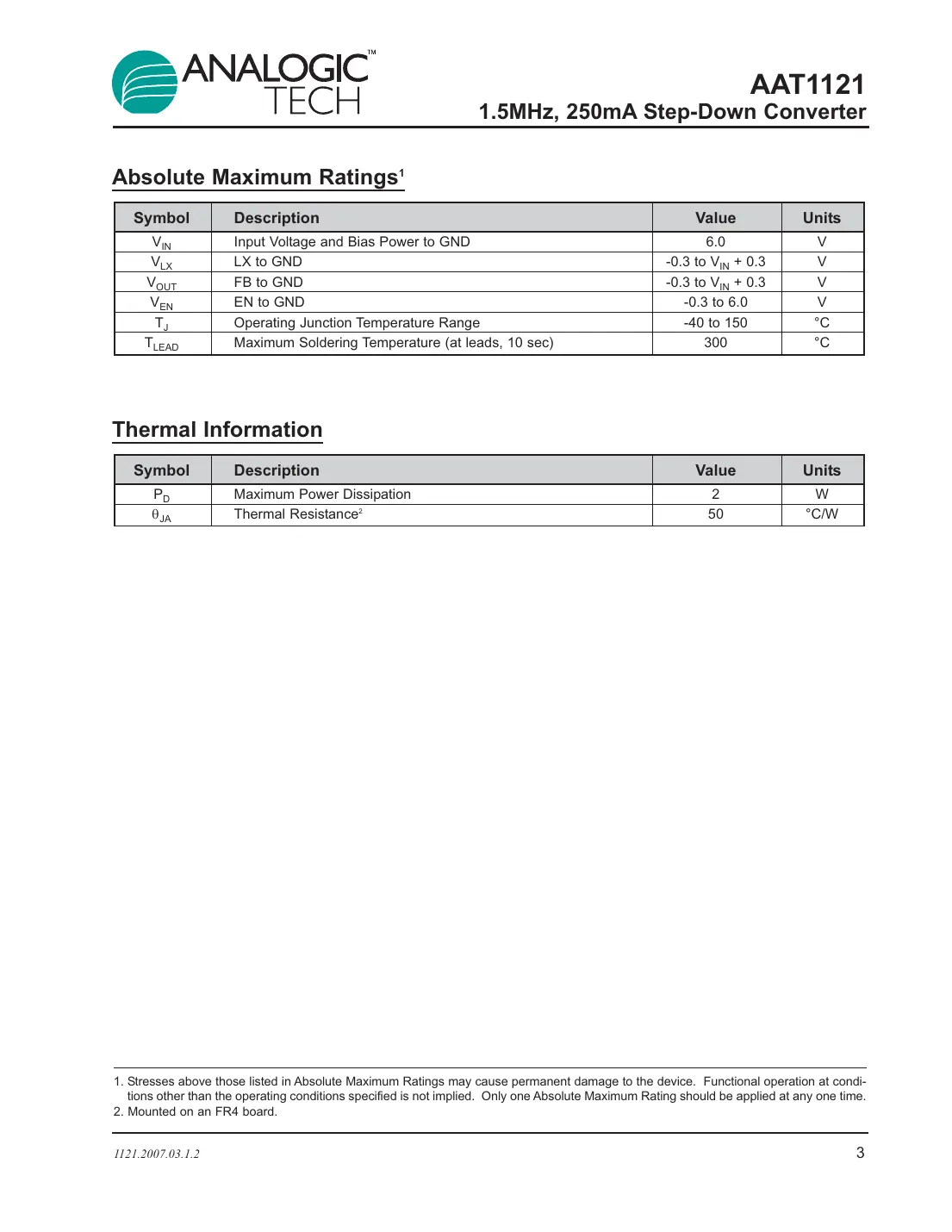 aat1121 Datasheet Page 3