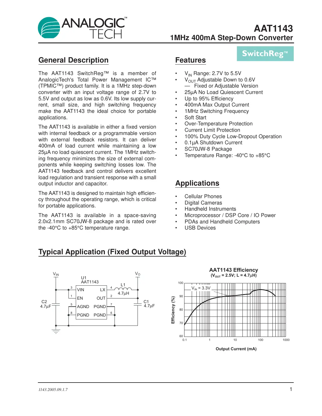 aat1143 Datasheet Page 1