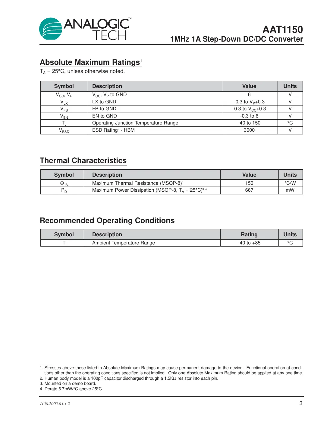 aat1150 Datasheet Page 3