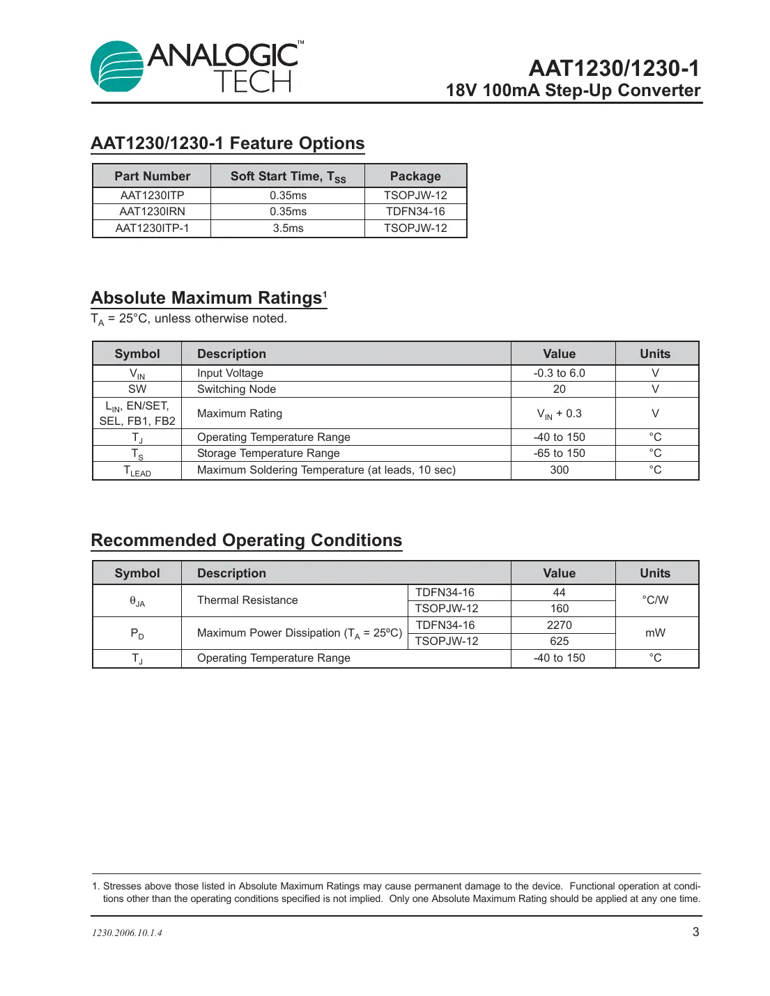 aat1230 Datasheet Page 3