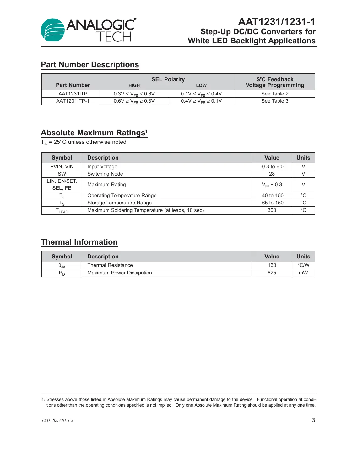 aat1231 Datasheet Page 3