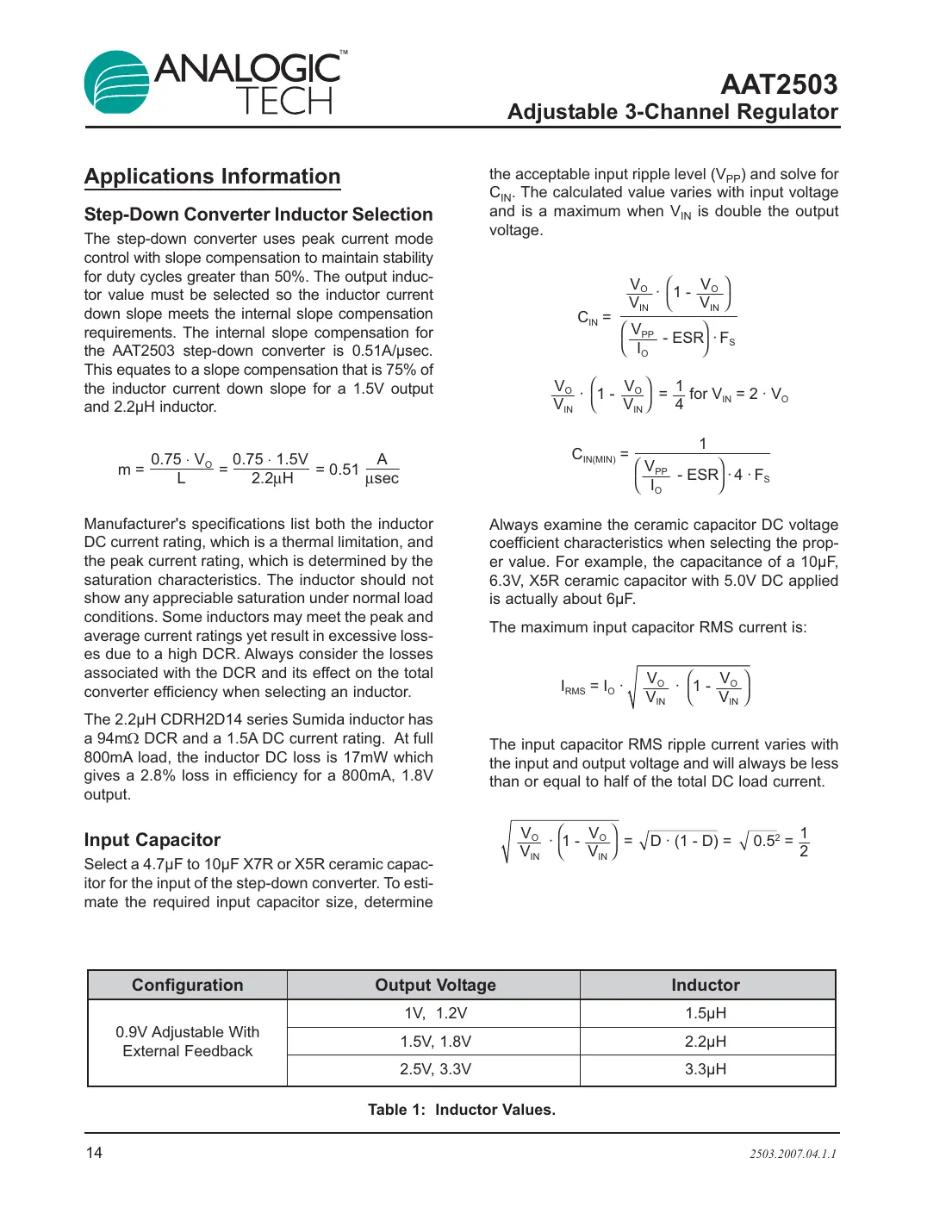 aat2503 Datasheet Page 14