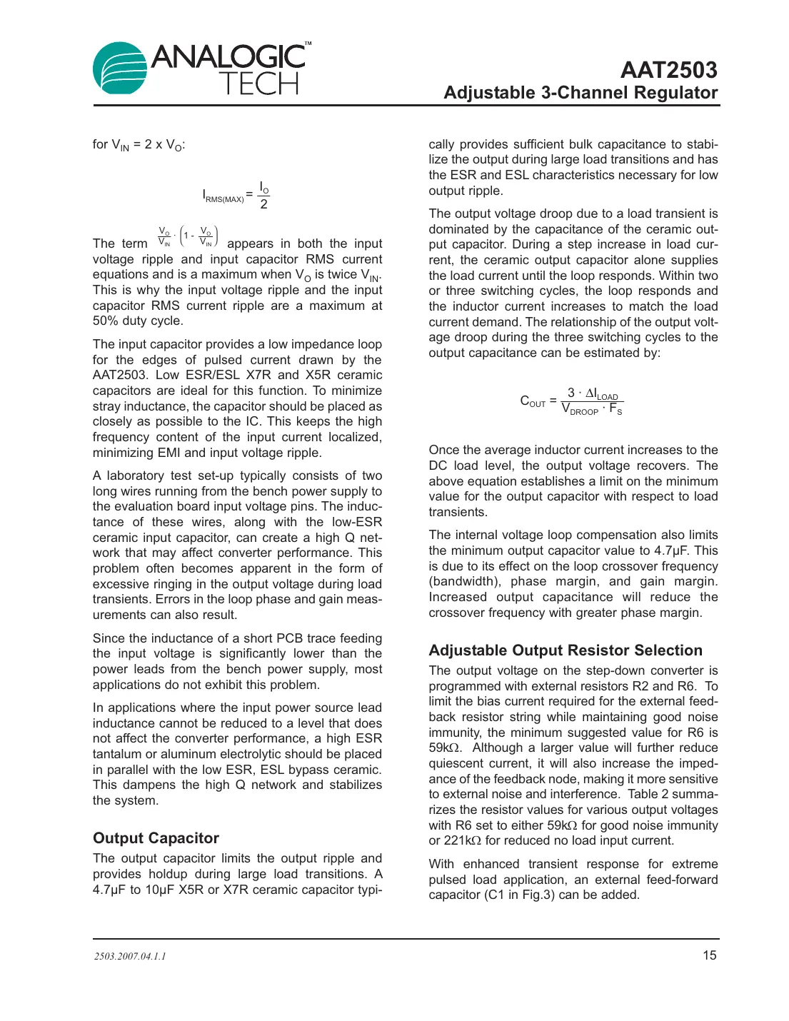 aat2503 Datasheet Page 15
