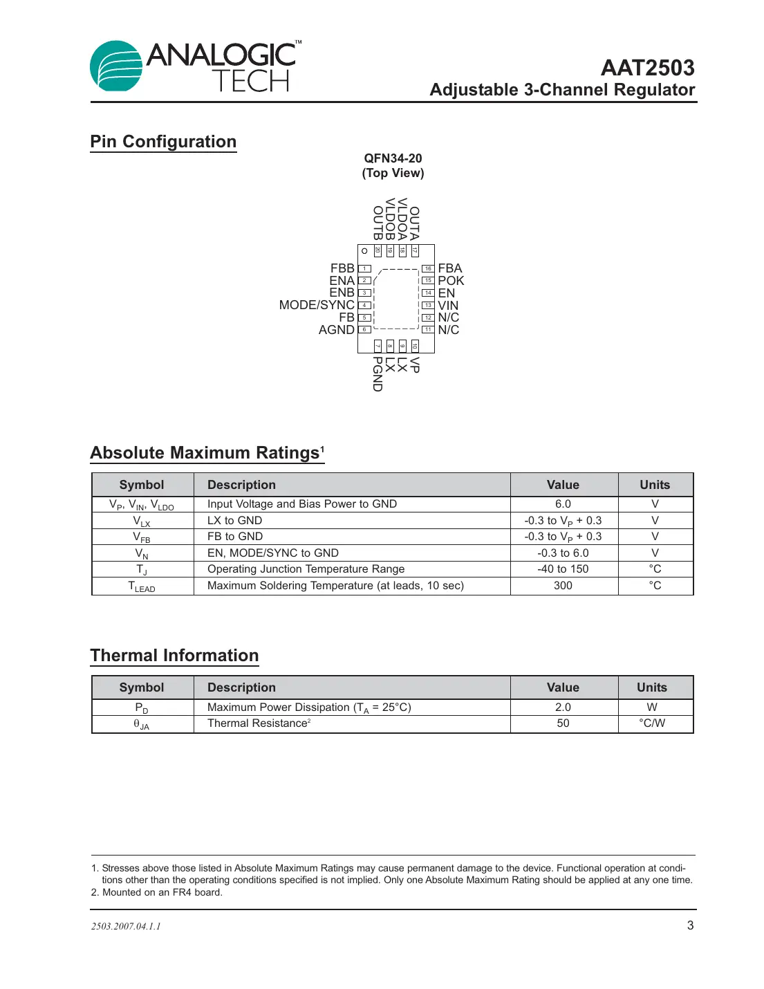 aat2503 Datasheet Page 3