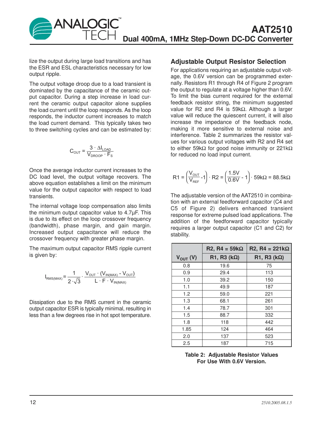 aat2510 Datasheet Page 12