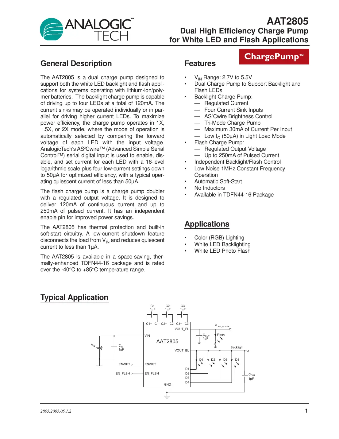 aat2805 Datasheet Page 1