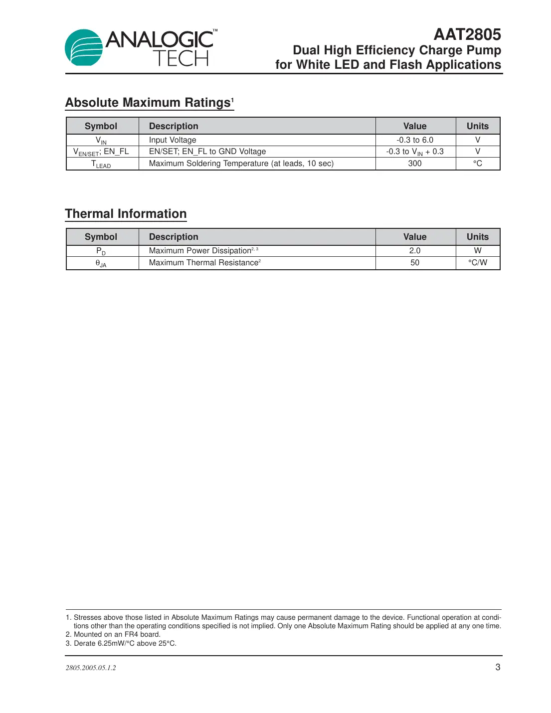 aat2805 Datasheet Page 3