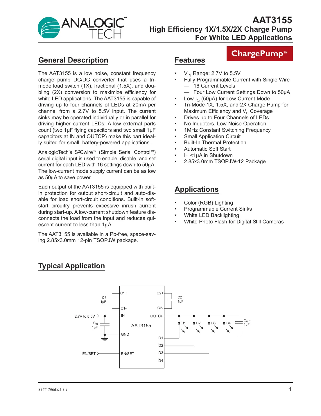 aat3155 Datasheet Page 1