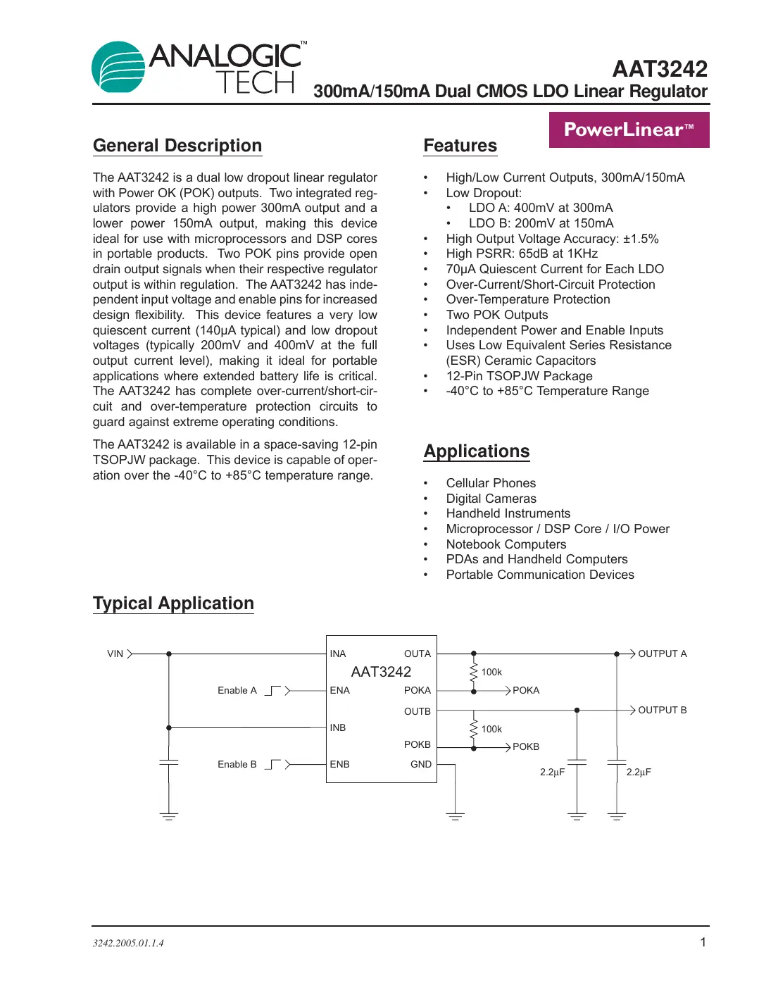 aat3242 Datasheet Page 1