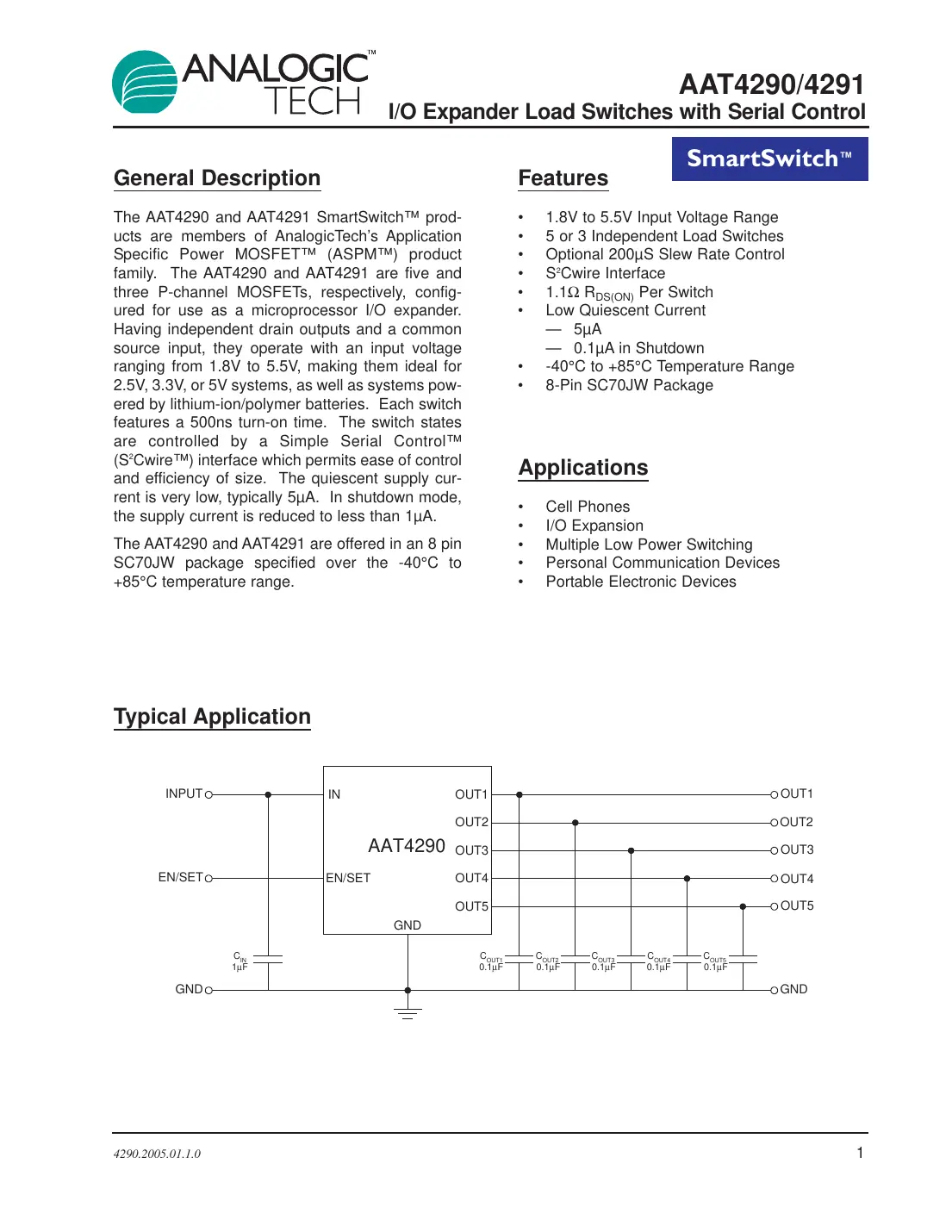 aat4290 Datasheet Page 1