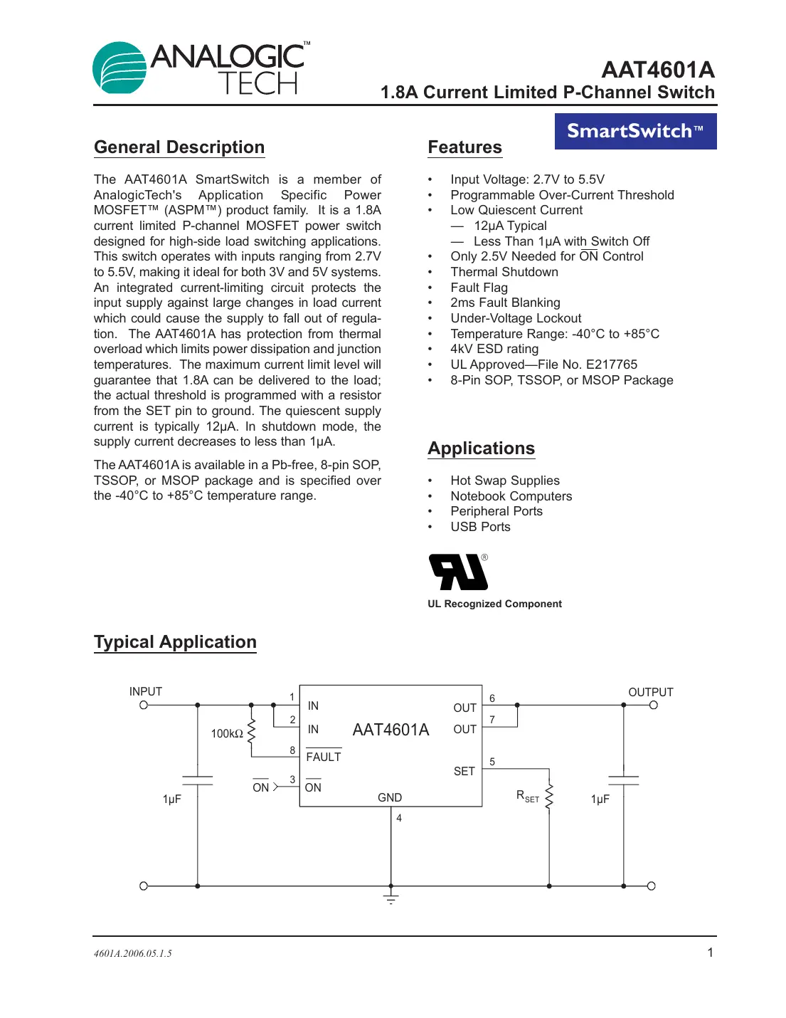 aat4601a Datasheet Page 1
