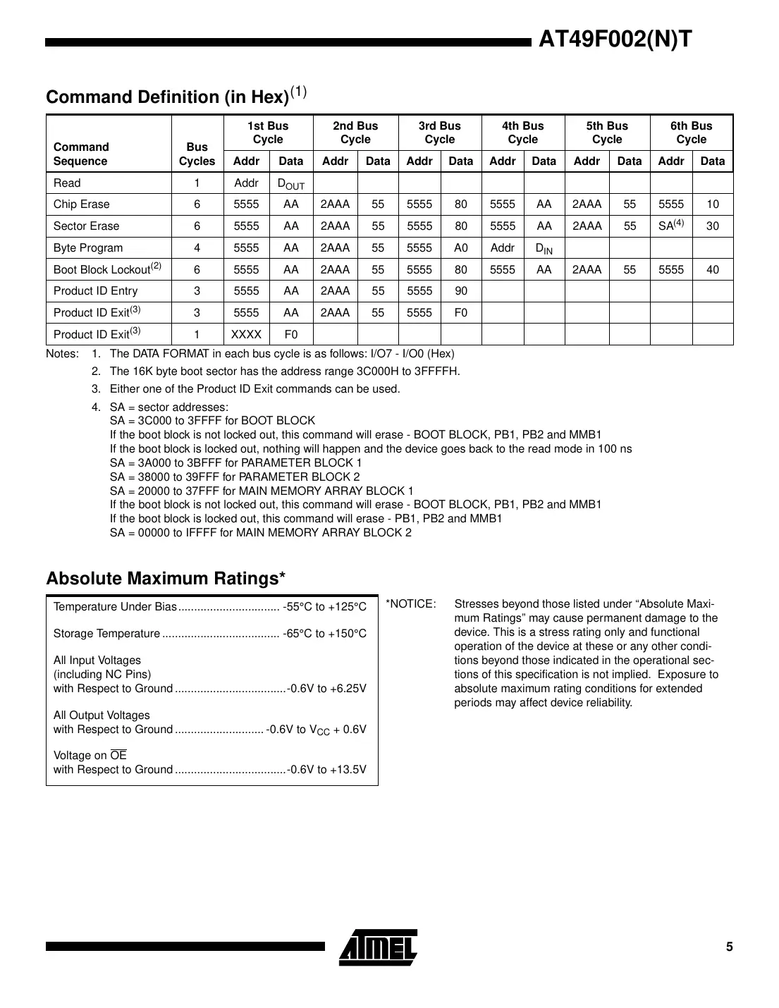 at49f002t Datasheet Page 5