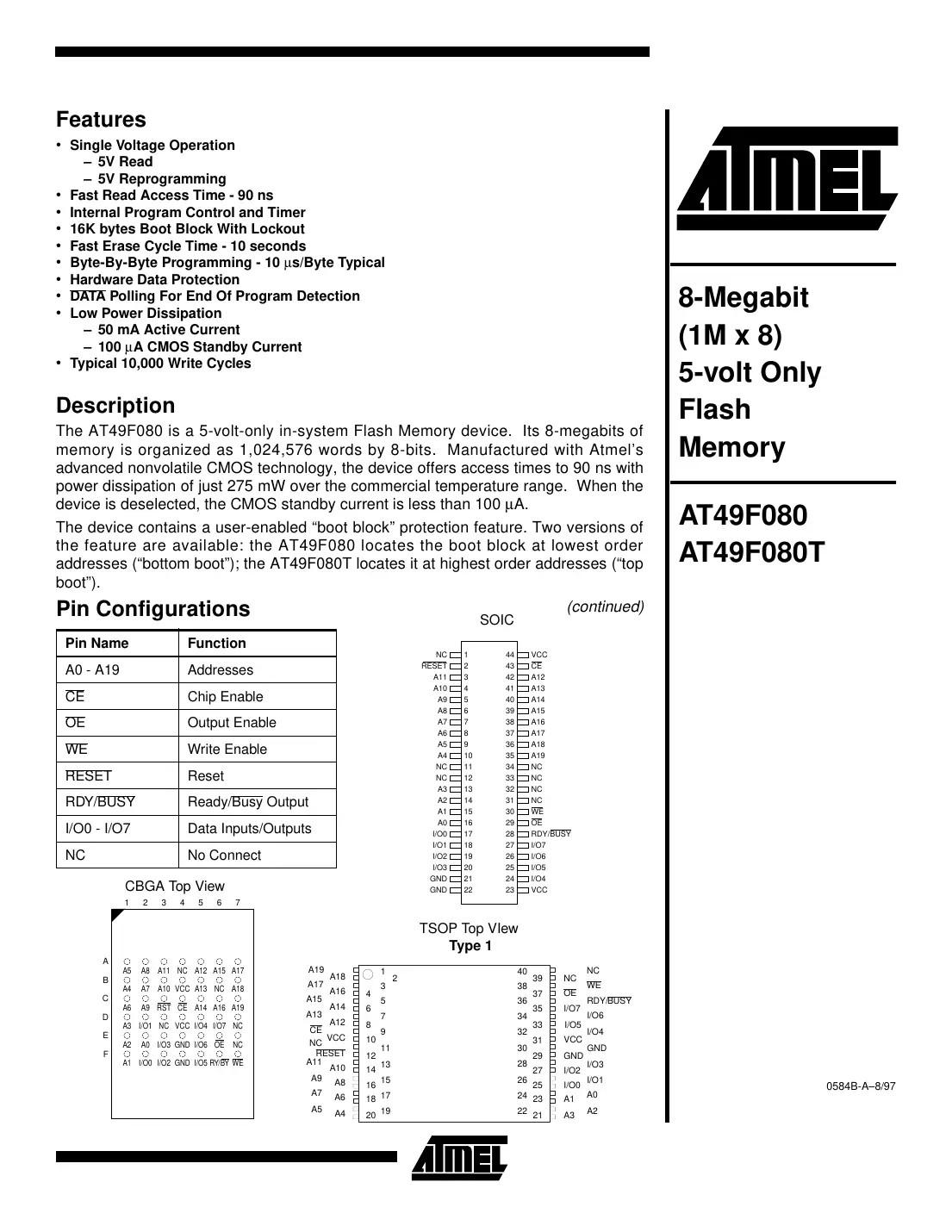 at49f080 Datasheet Page 1
