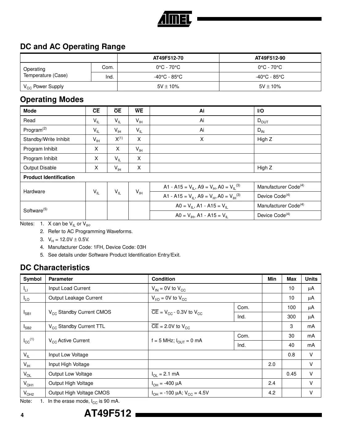 at49f512 Datasheet Page 4