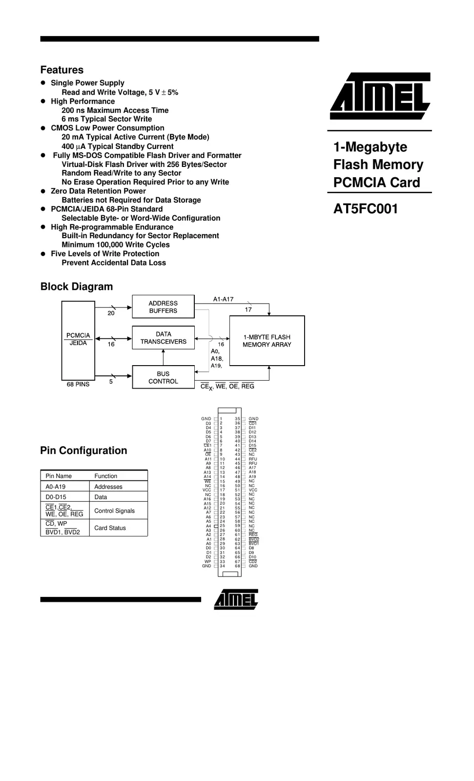 at5fc001 Datasheet Page 1