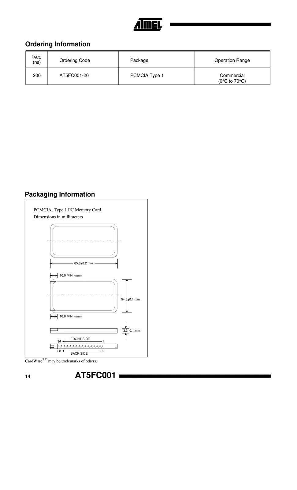 at5fc001 Datasheet Page 14