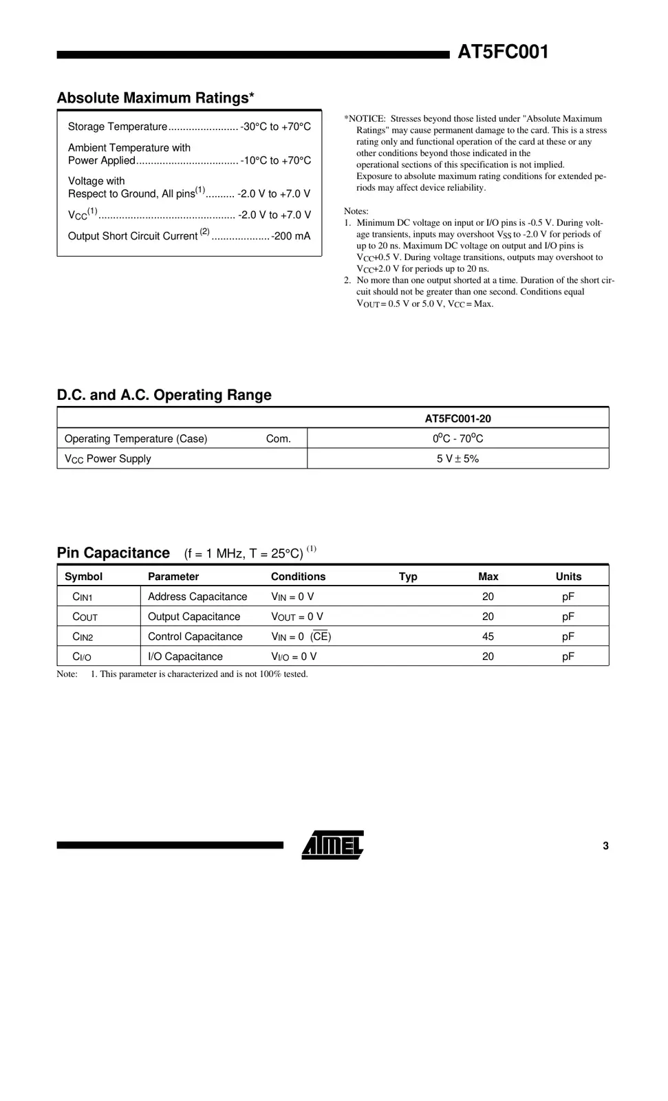 at5fc001 Datasheet Page 3
