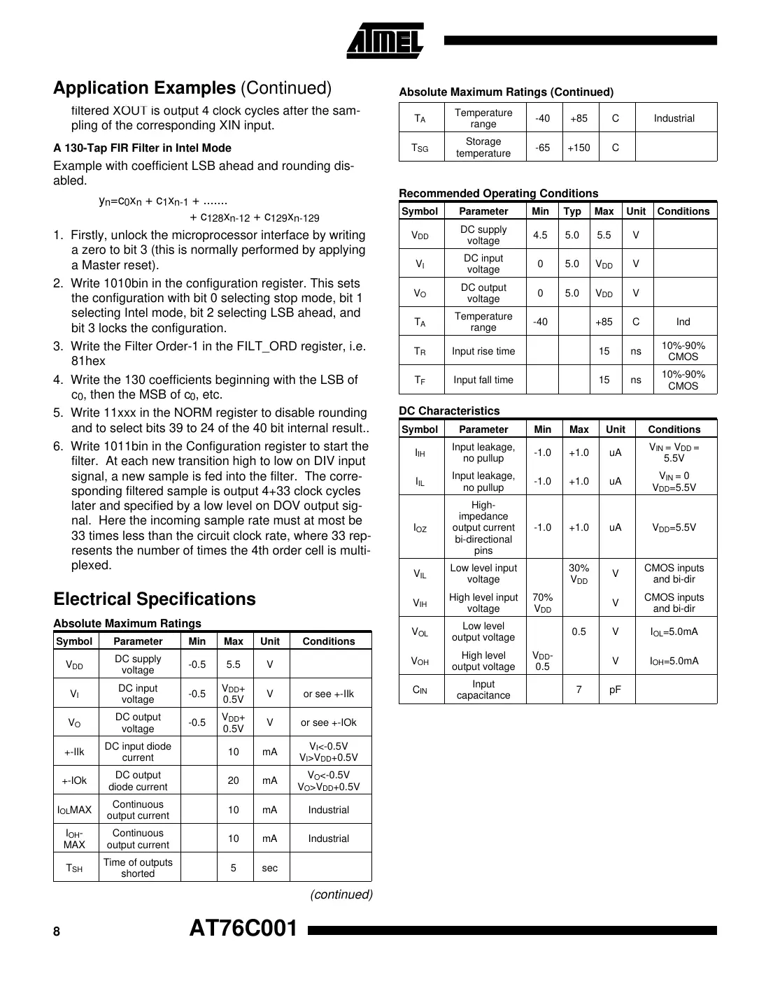 at76c001 Datasheet Page 8